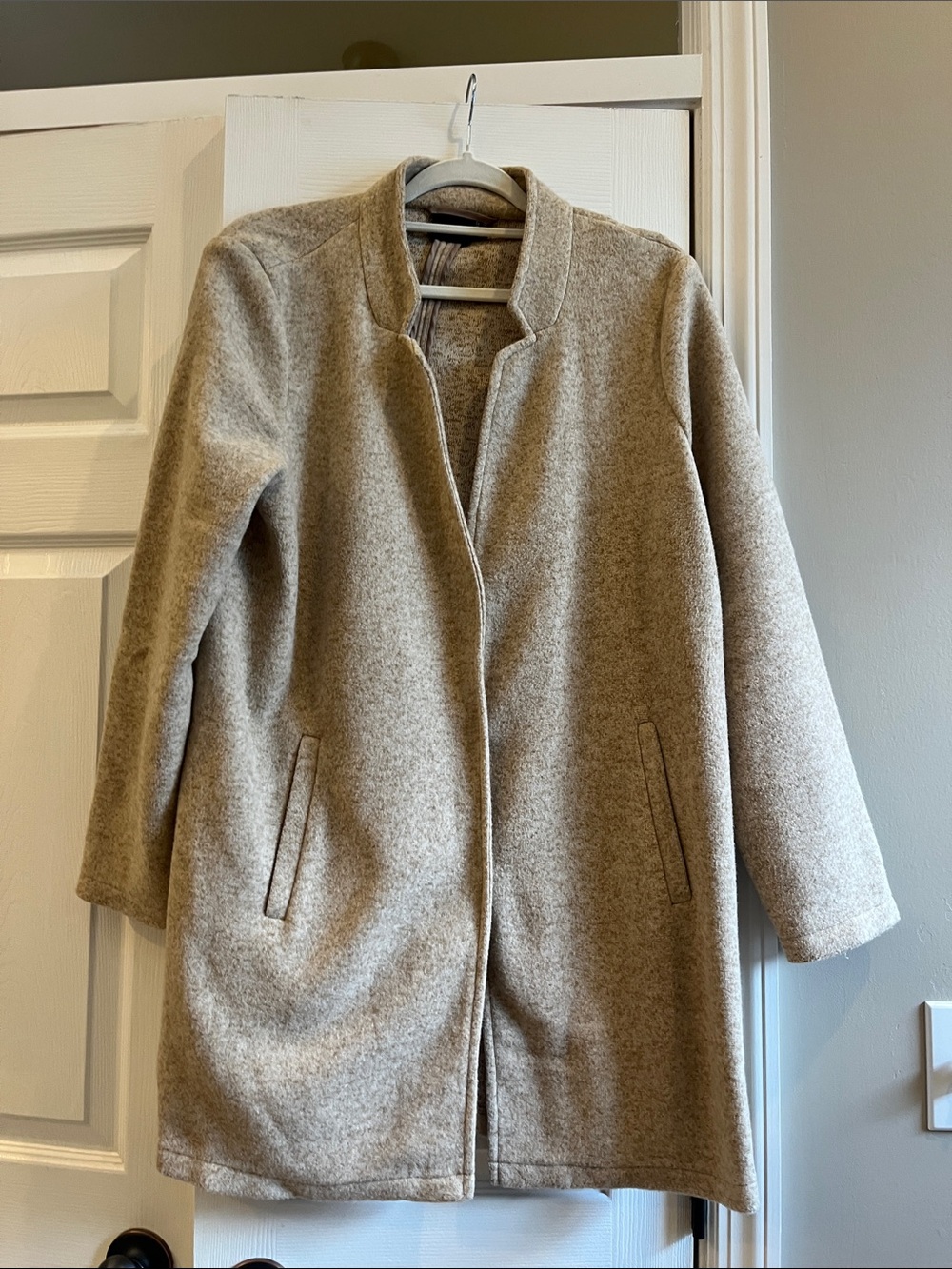 Vero Moda Taupe Open-Front Wool Blend Coat